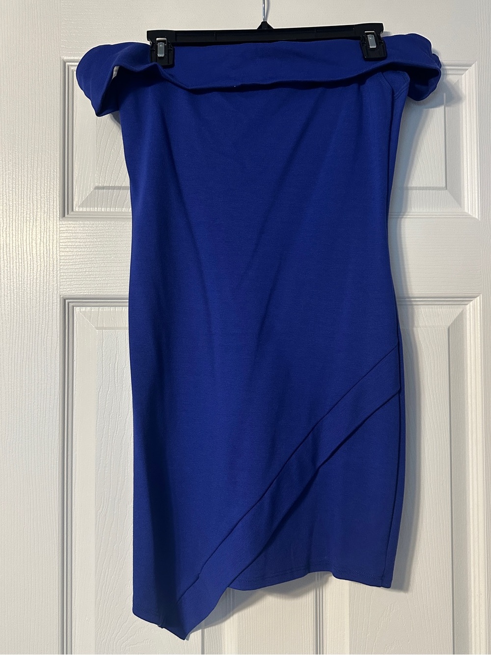 Off-Shoulder Royal Blue Body Con Dress